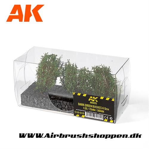 AK8215 Buske DARK GREEN BUSHES 4-5CM 1:35 / 75MM / 90MM
